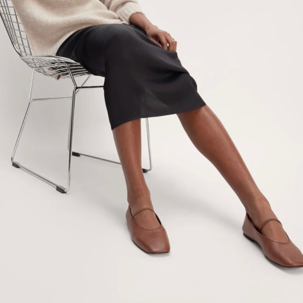 Everlane The Day Mary Jane Flats Shoes Rum Soft Leather 9 Brown - Picture 2 of 13